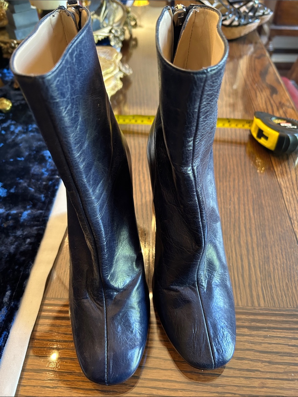 Zara Black Leather Slim Ankle Booties